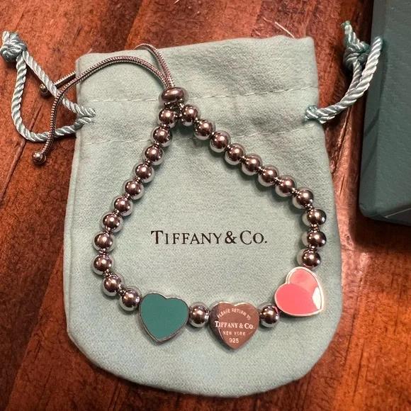 Tiffany & Co. Heart Tag Bracelet - Silver, Blue and Pink - Picture 2 of 8